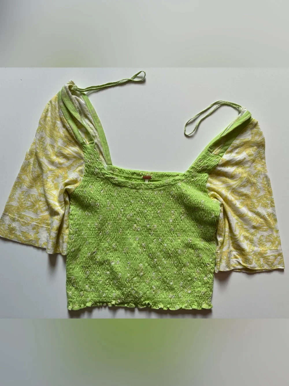 Free People Marigold Smocked Top - Yellow & Green - XS